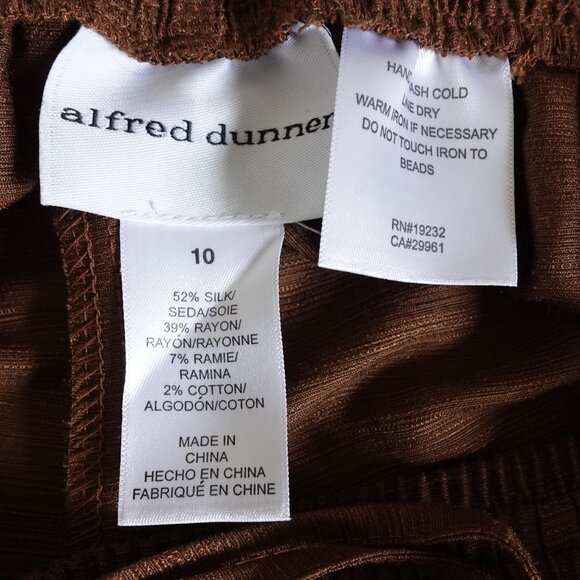 Alfred Dunner Women's Brown Drawstring Pants with Beaded Hem Detail - Picture 6 of 7
